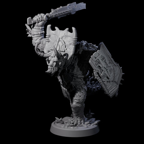 Attacking Triceratops Warrior B Miniature for Dungeons and Dragons, Pathfinder or other TTRPGs