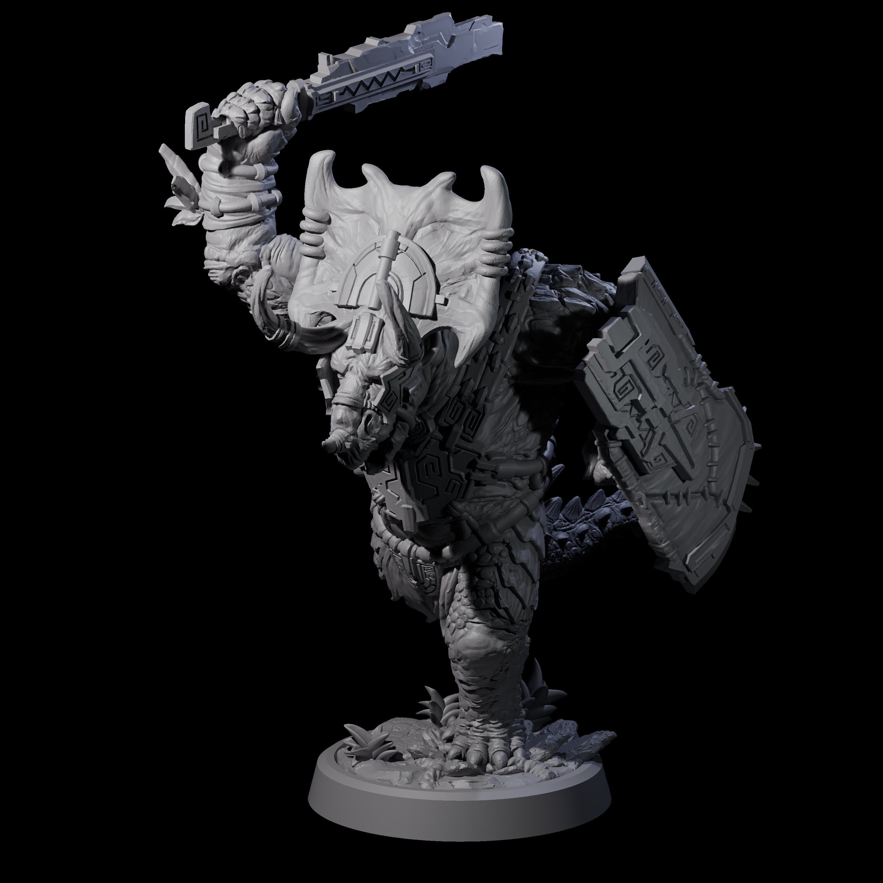 Attacking Triceratops Warrior B Miniature for Dungeons and Dragons, Pathfinder or other TTRPGs