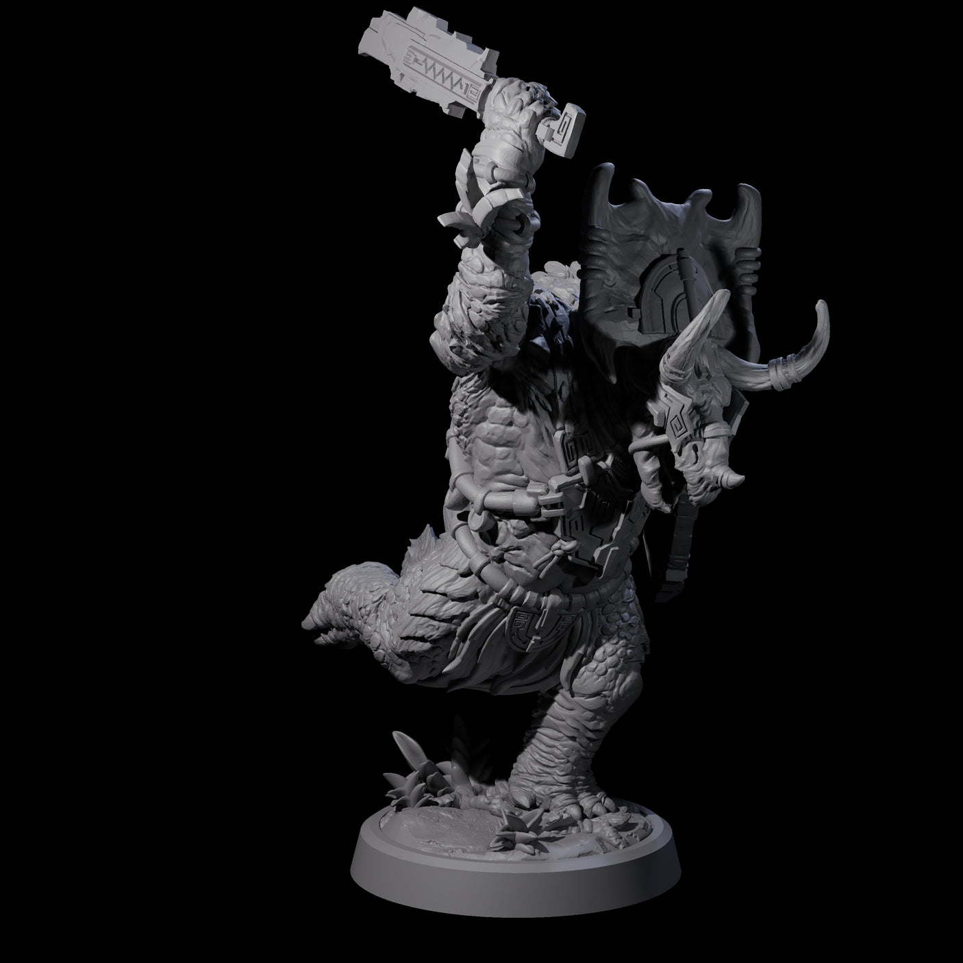Attacking Triceratops Warrior B Miniature for Dungeons and Dragons, Pathfinder or other TTRPGs