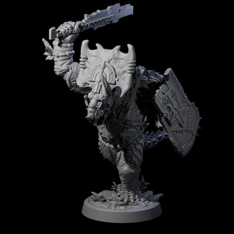 Attacking Triceratops Warrior B Miniature for Dungeons and Dragons, Pathfinder or other TTRPGs