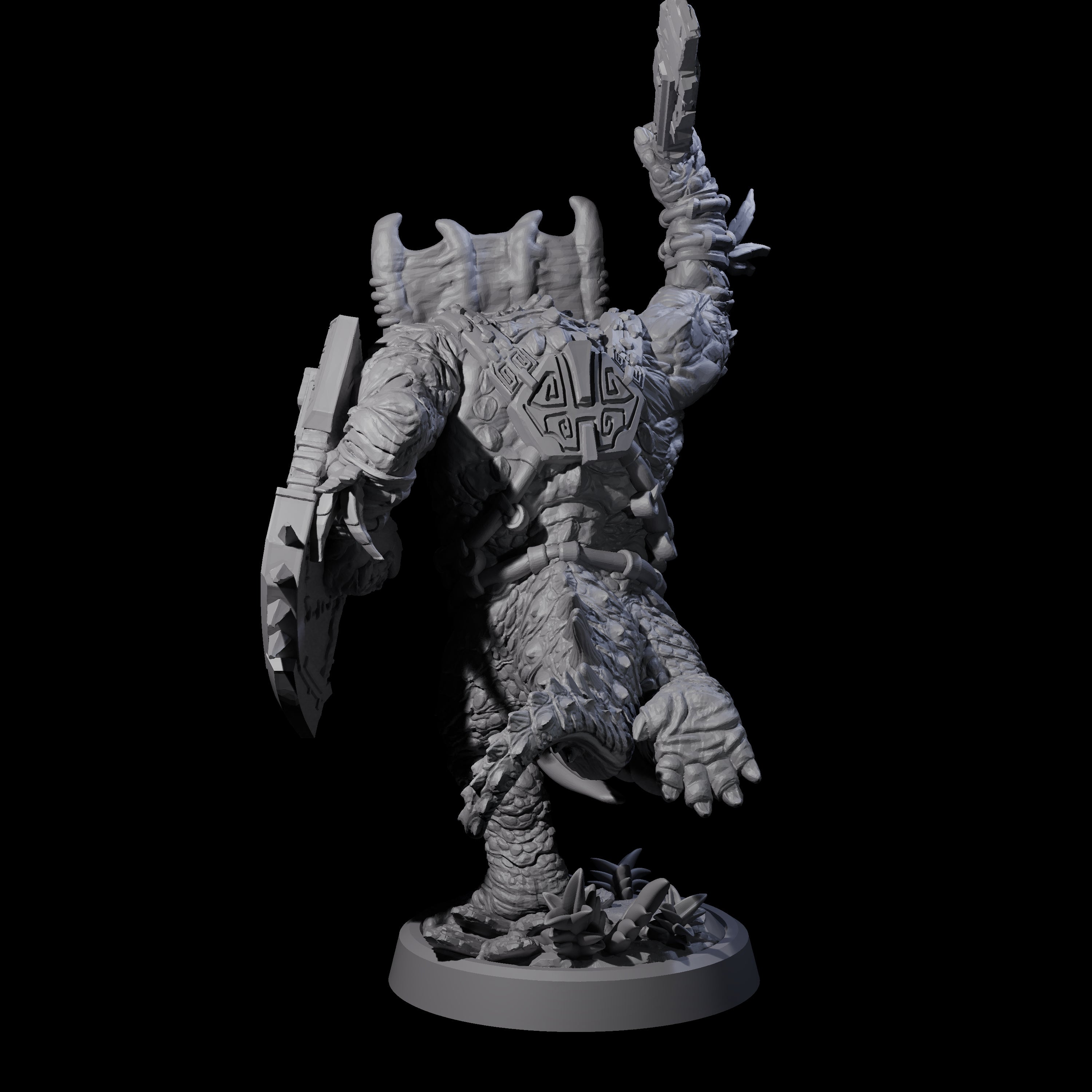 Attacking Triceratops Warrior B Miniature for Dungeons and Dragons, Pathfinder or other TTRPGs