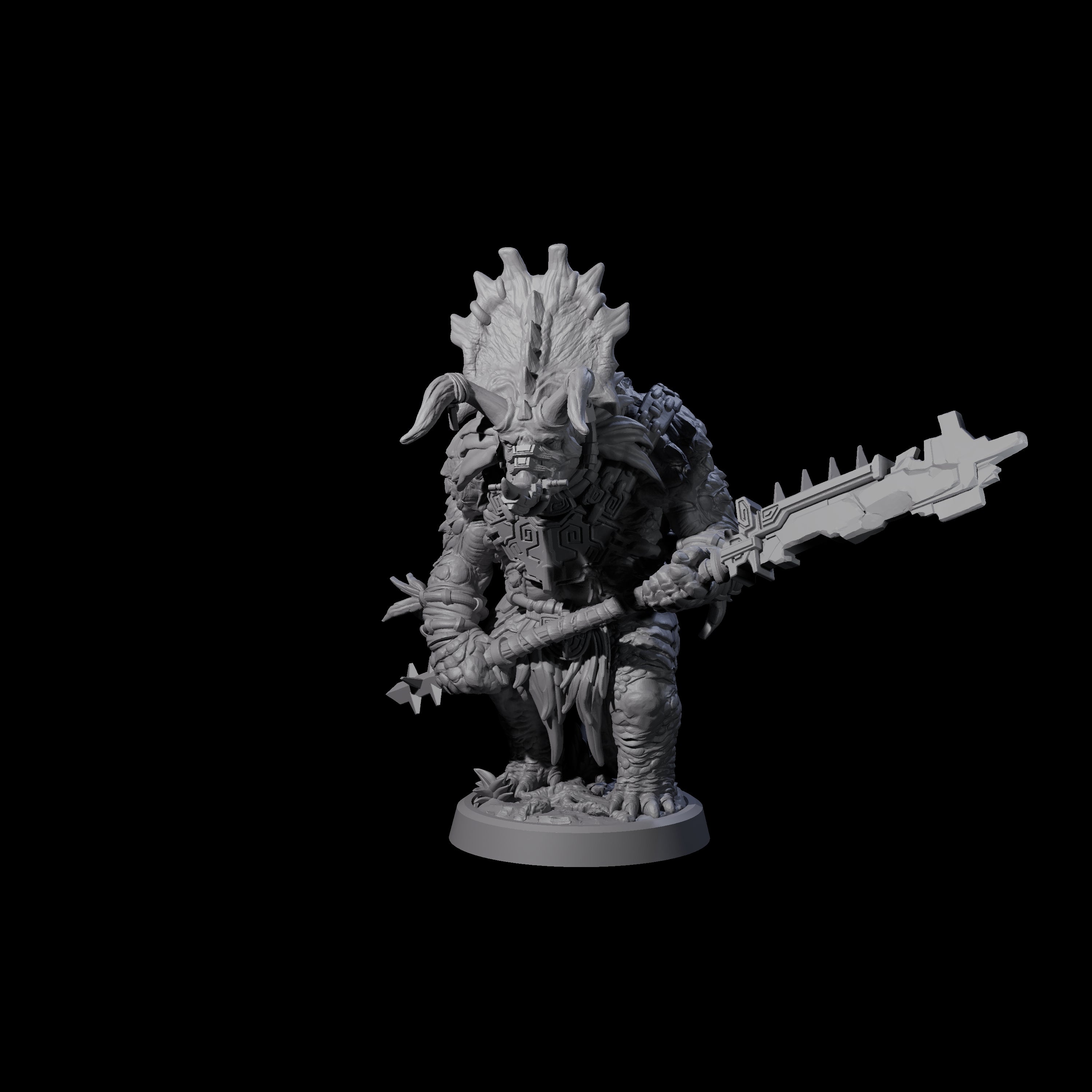 Attacking Triceratops Warrior C Miniature for Dungeons and Dragons, Pathfinder or other TTRPGs