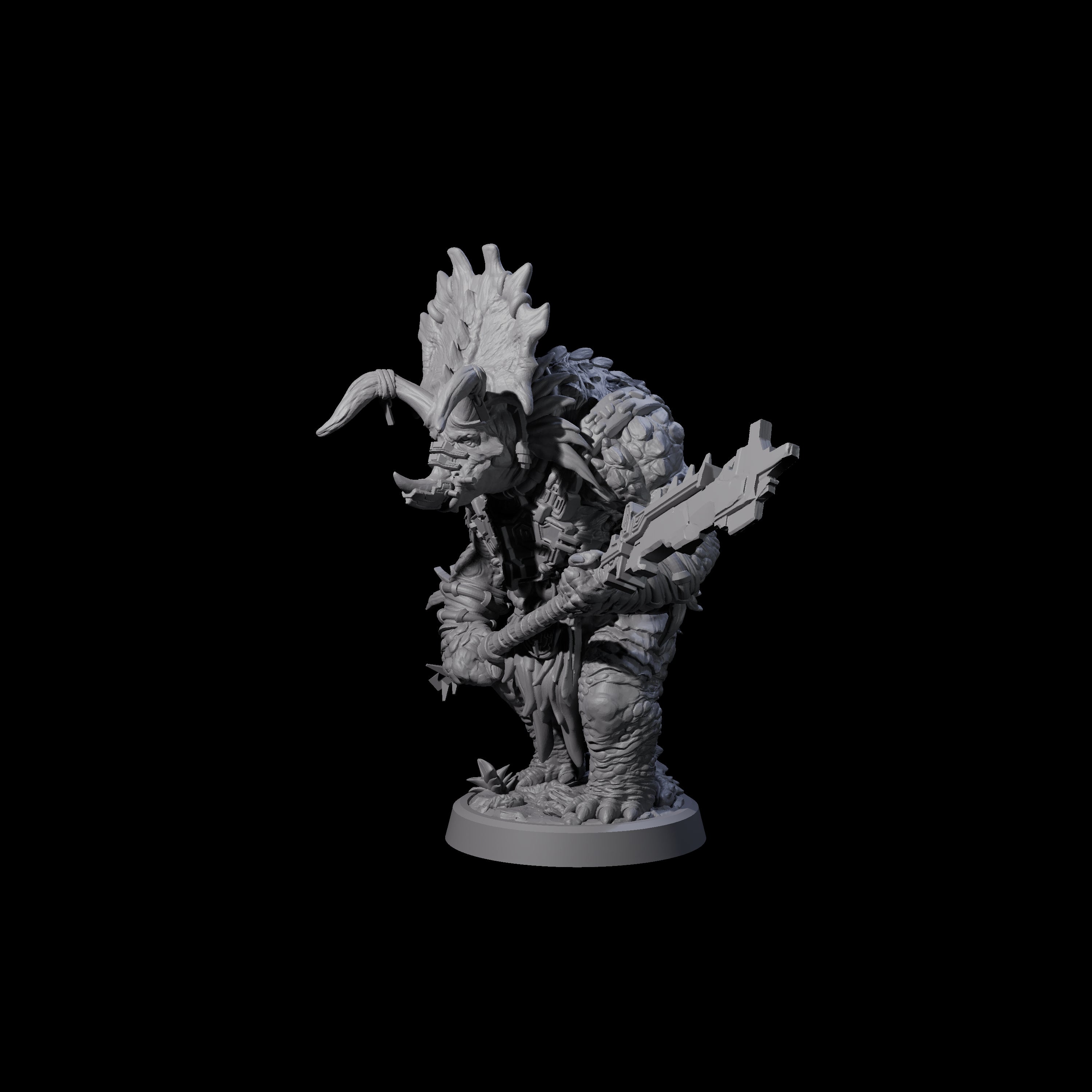 Attacking Triceratops Warrior C Miniature for Dungeons and Dragons, Pathfinder or other TTRPGs