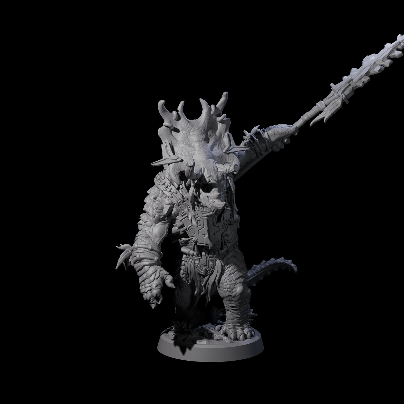 Attacking Triceratops Warrior D Miniature for Dungeons and Dragons, Pathfinder or other TTRPGs