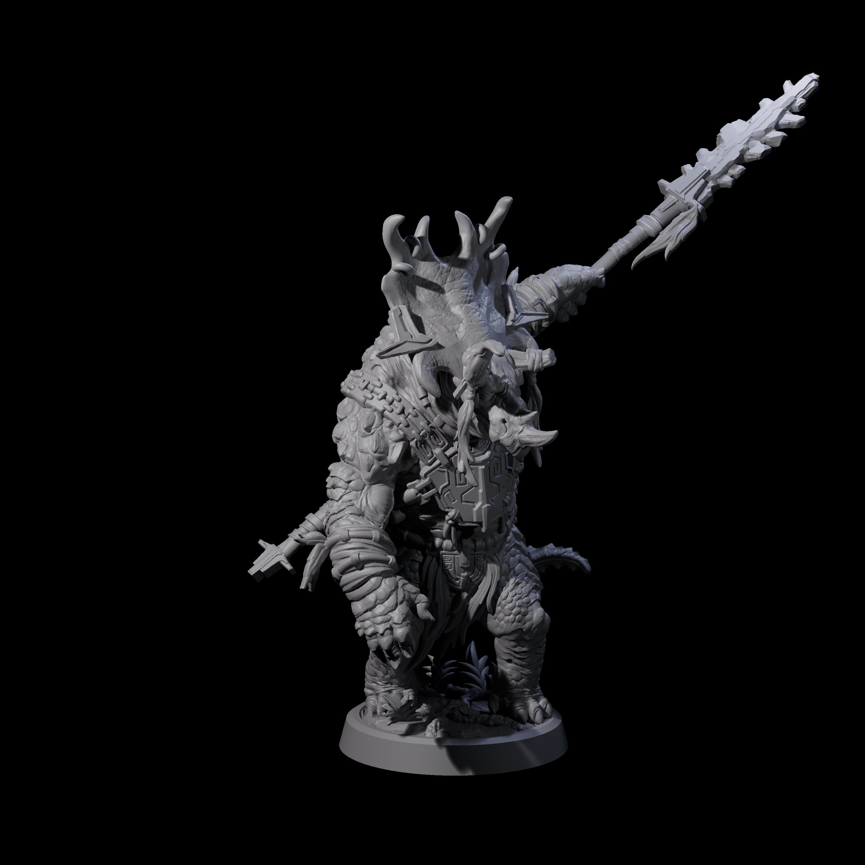 Attacking Triceratops Warrior D Miniature for Dungeons and Dragons, Pathfinder or other TTRPGs