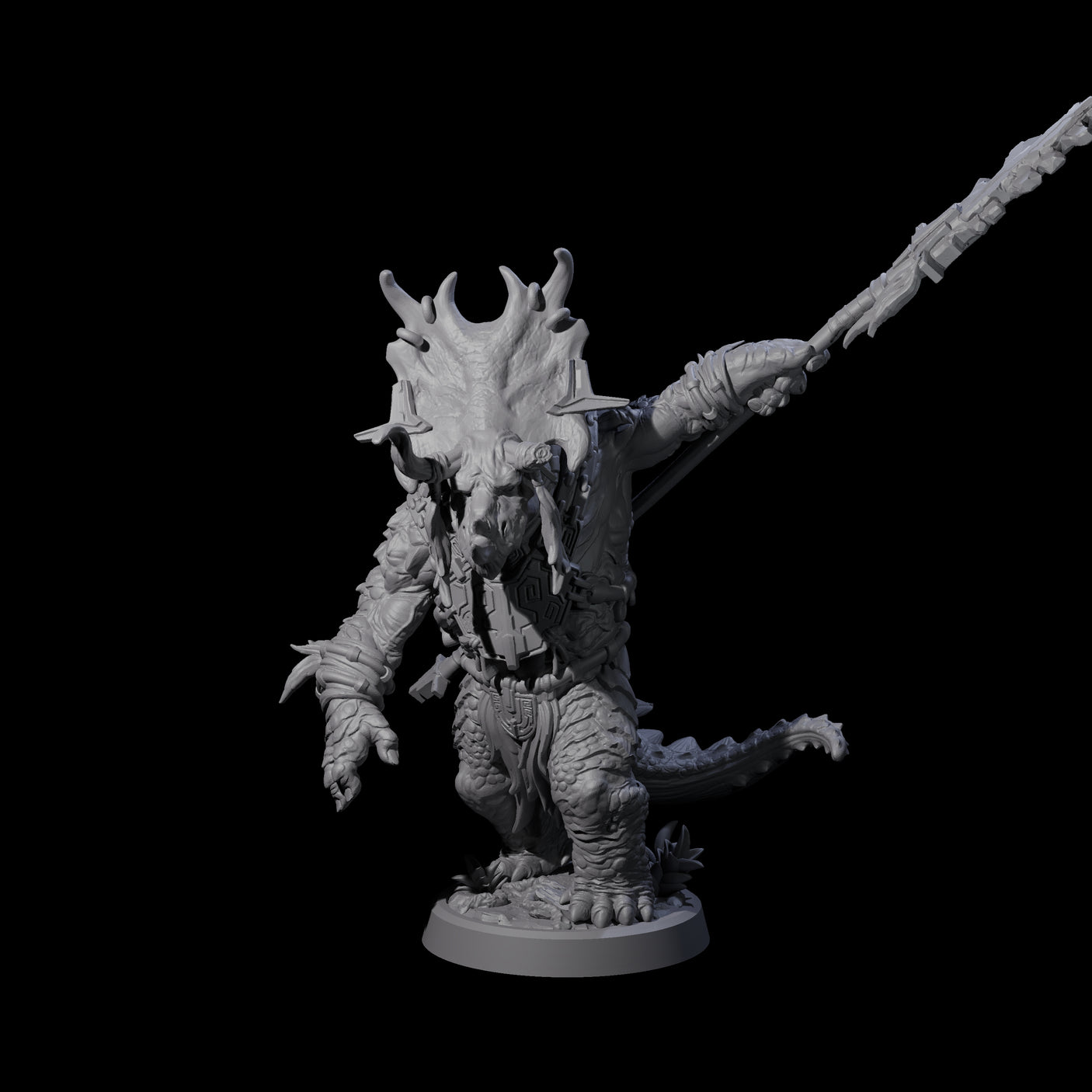 Attacking Triceratops Warrior D Miniature for Dungeons and Dragons, Pathfinder or other TTRPGs