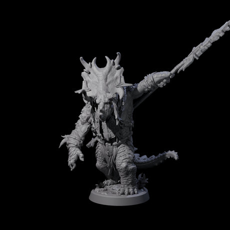 Attacking Triceratops Warrior D Miniature for Dungeons and Dragons, Pathfinder or other TTRPGs