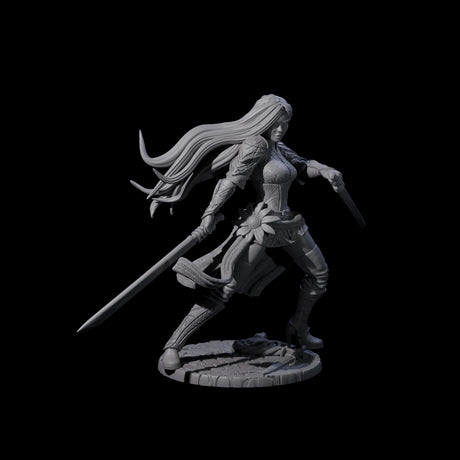 Ayama - Flowing Fighter Miniature for Dungeons and Dragons, Pathfinder or other TTRPGs