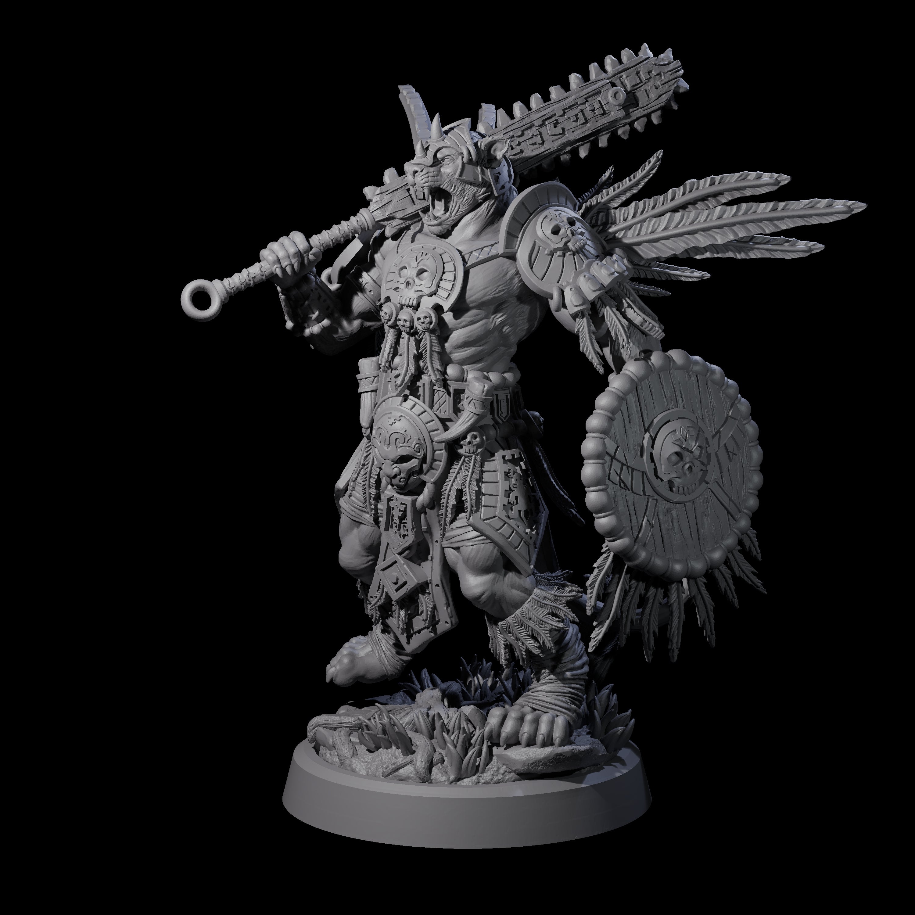Aztec Inspired Great Leonin Warrior Miniature for Dungeons and Dragons, Pathfinder or other TTRPGs