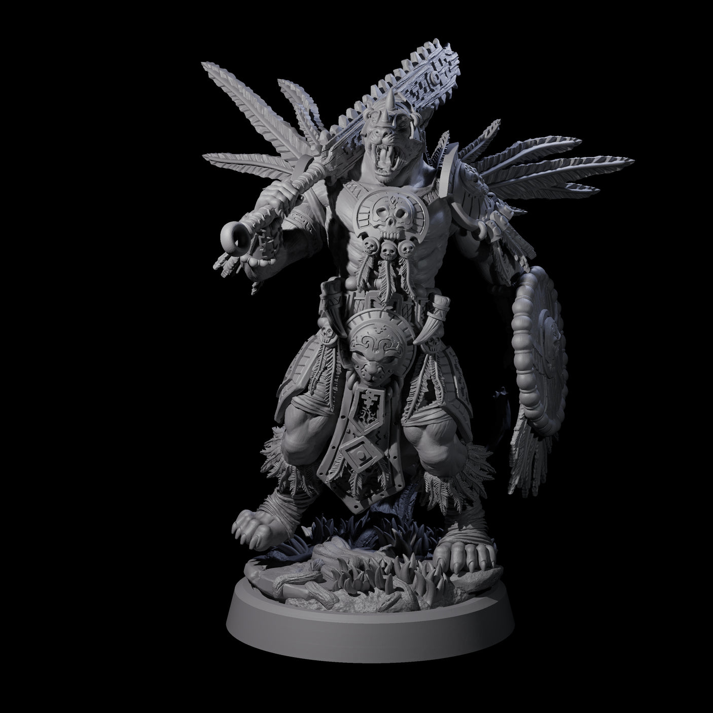 Aztec Inspired Great Leonin Warrior Miniature for Dungeons and Dragons, Pathfinder or other TTRPGs