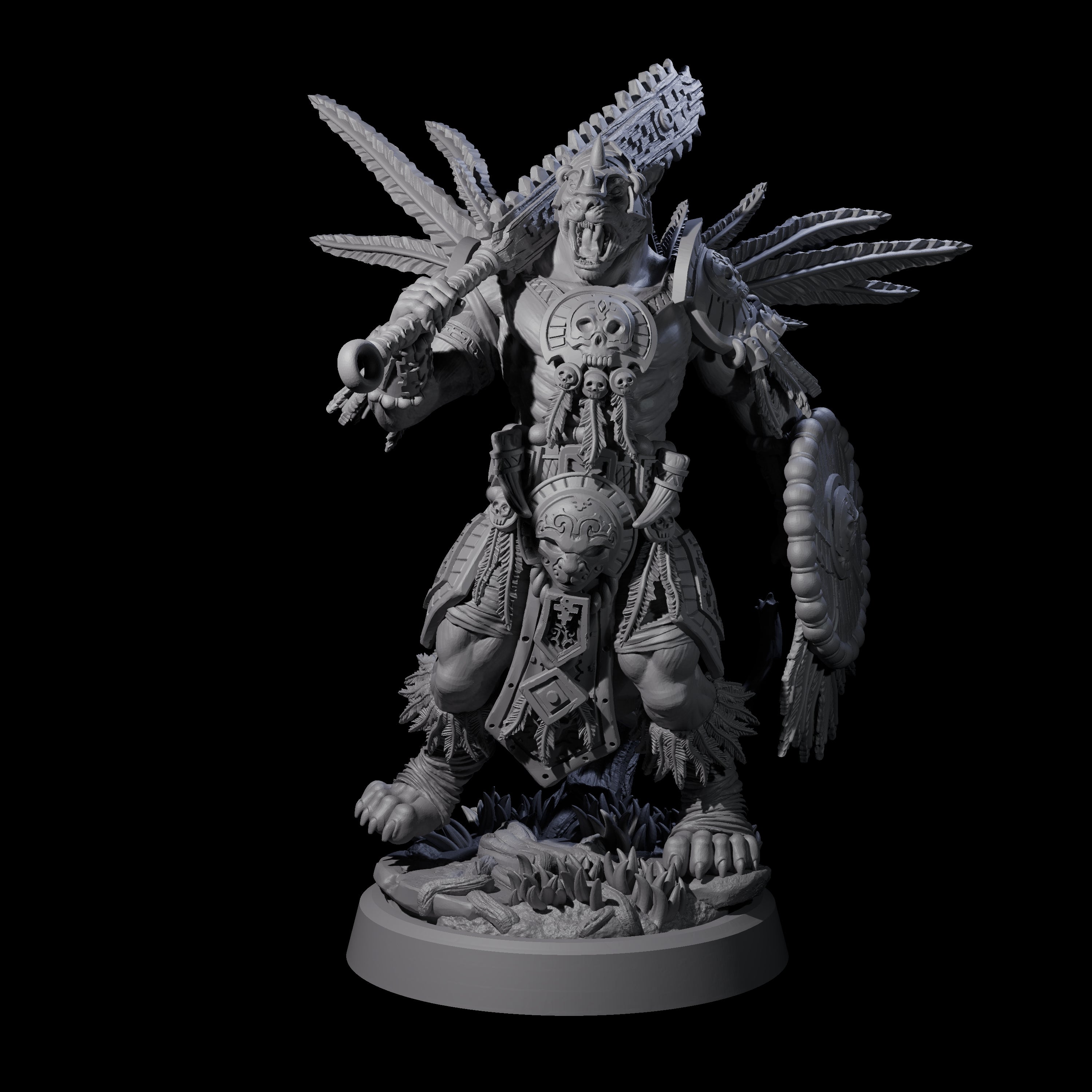 Aztec Inspired Great Leonin Warrior Miniature for Dungeons and Dragons, Pathfinder or other TTRPGs