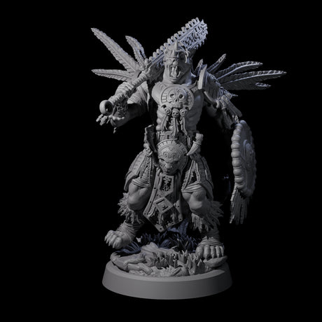 Aztec Inspired Great Leonin Warrior Miniature for Dungeons and Dragons, Pathfinder or other TTRPGs