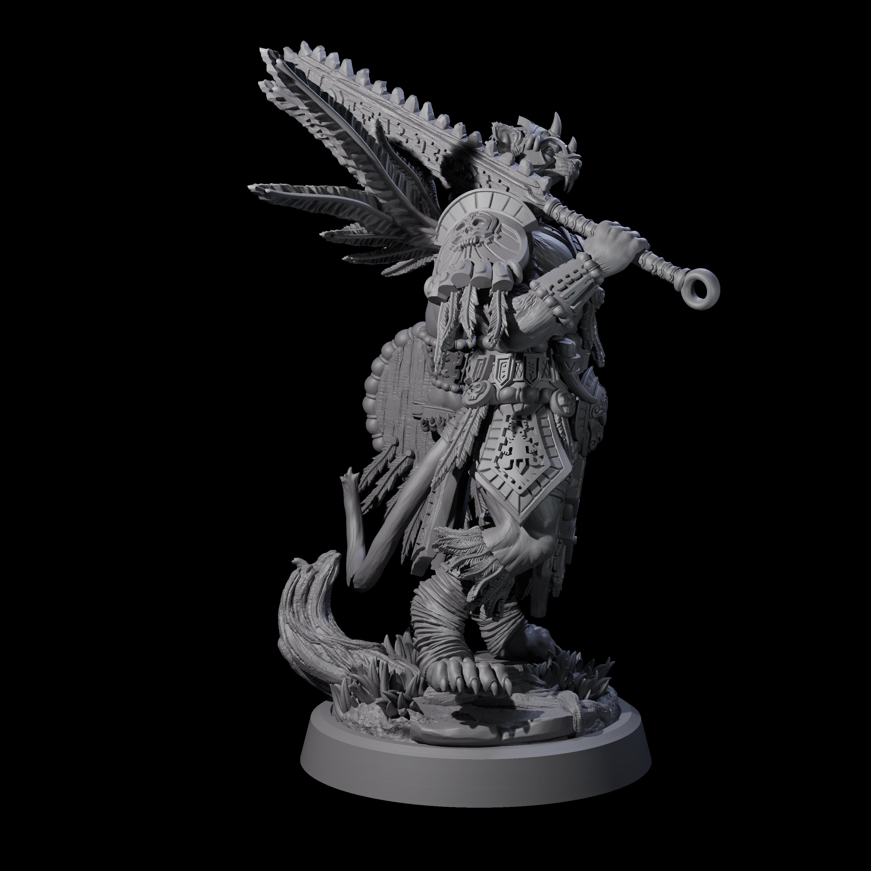 Aztec Inspired Great Leonin Warrior Miniature for Dungeons and Dragons, Pathfinder or other TTRPGs