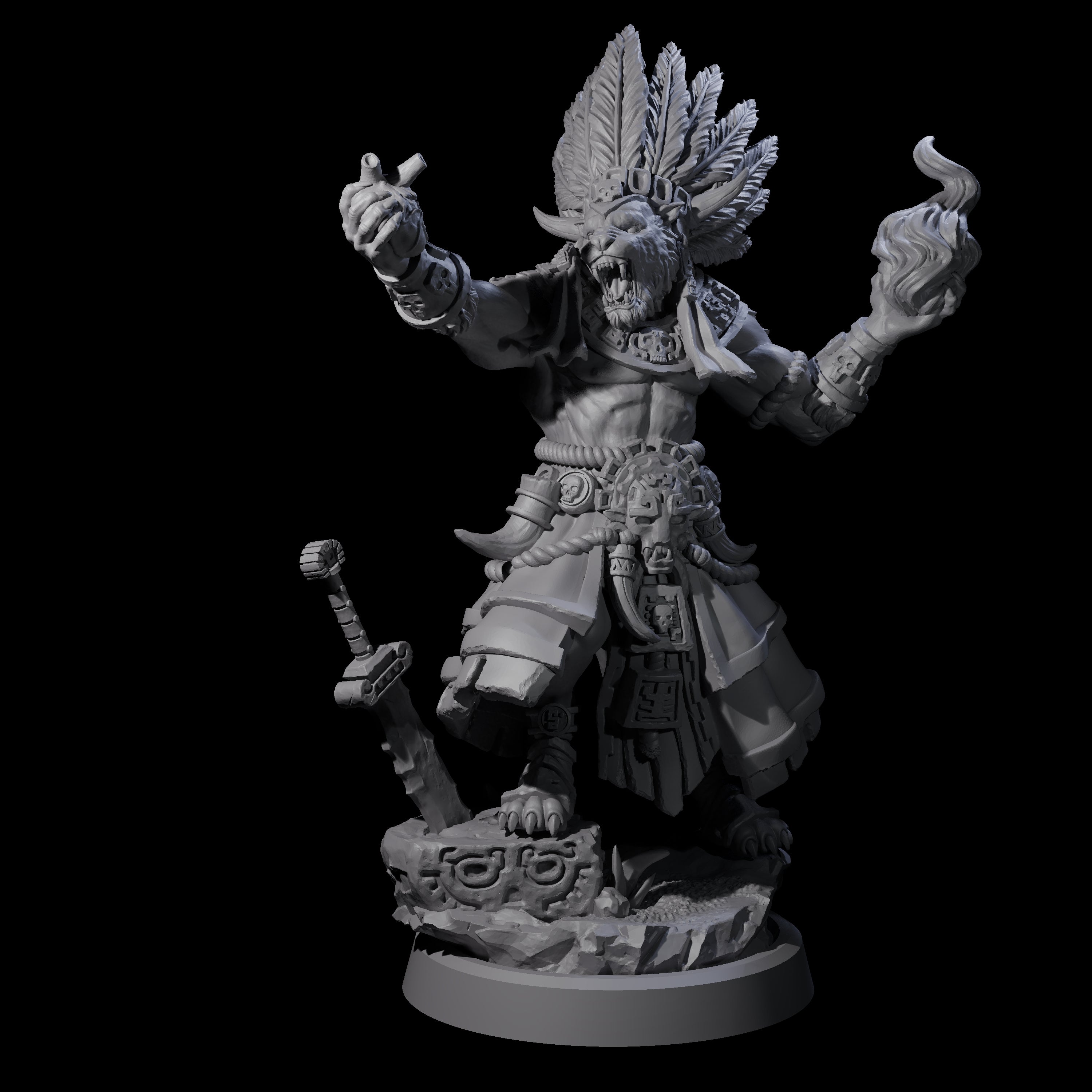 Aztec Inspired Leonin High Priest Miniature for Dungeons and Dragons, Pathfinder or other TTRPGs