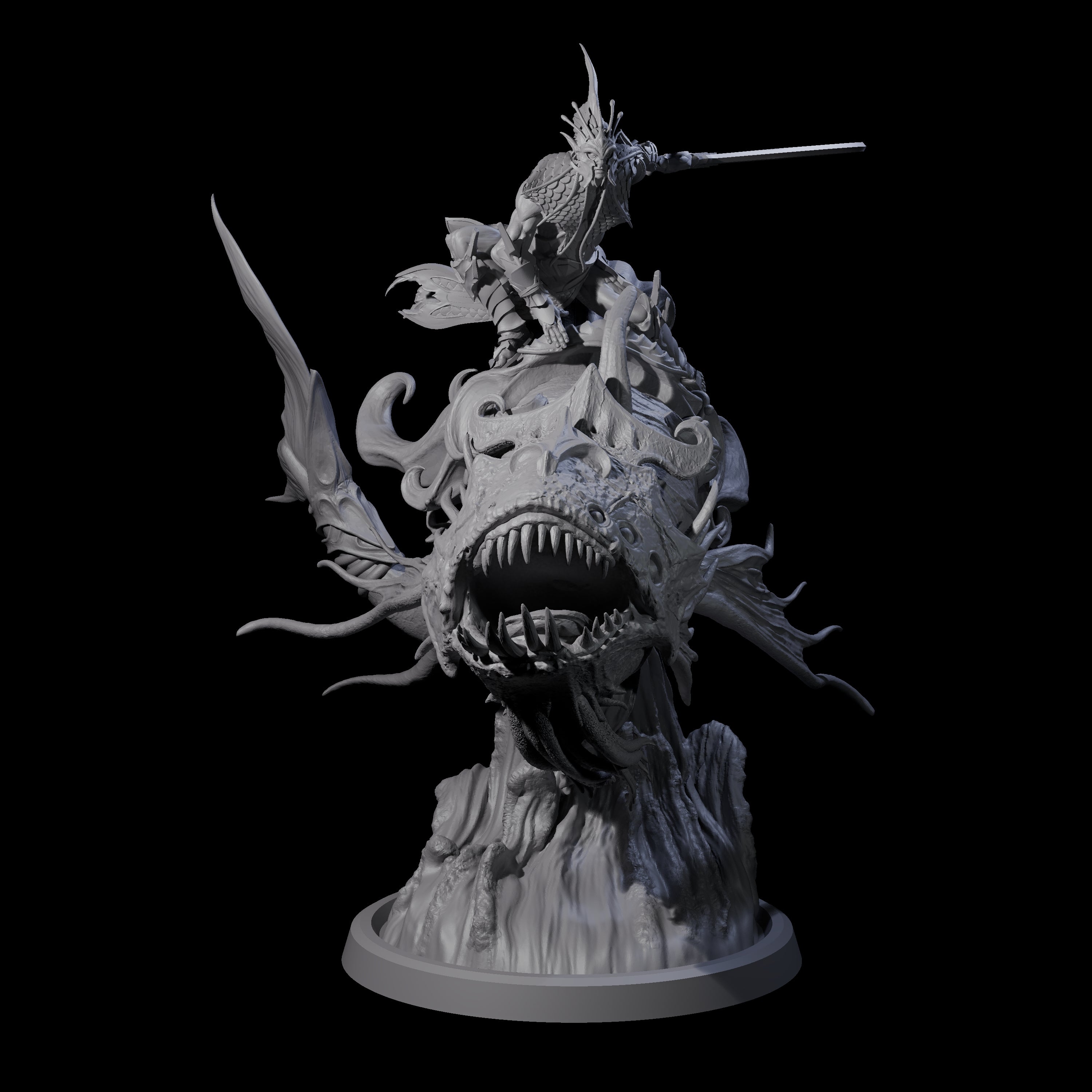 Balancing Myrmidon on Lanternfish B Miniature for Dungeons and Dragons, Pathfinder or other TTRPGs