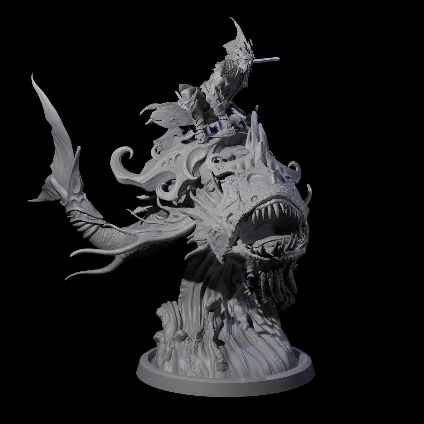 Balancing Myrmidon on Lanternfish B Miniature for Dungeons and Dragons, Pathfinder or other TTRPGs
