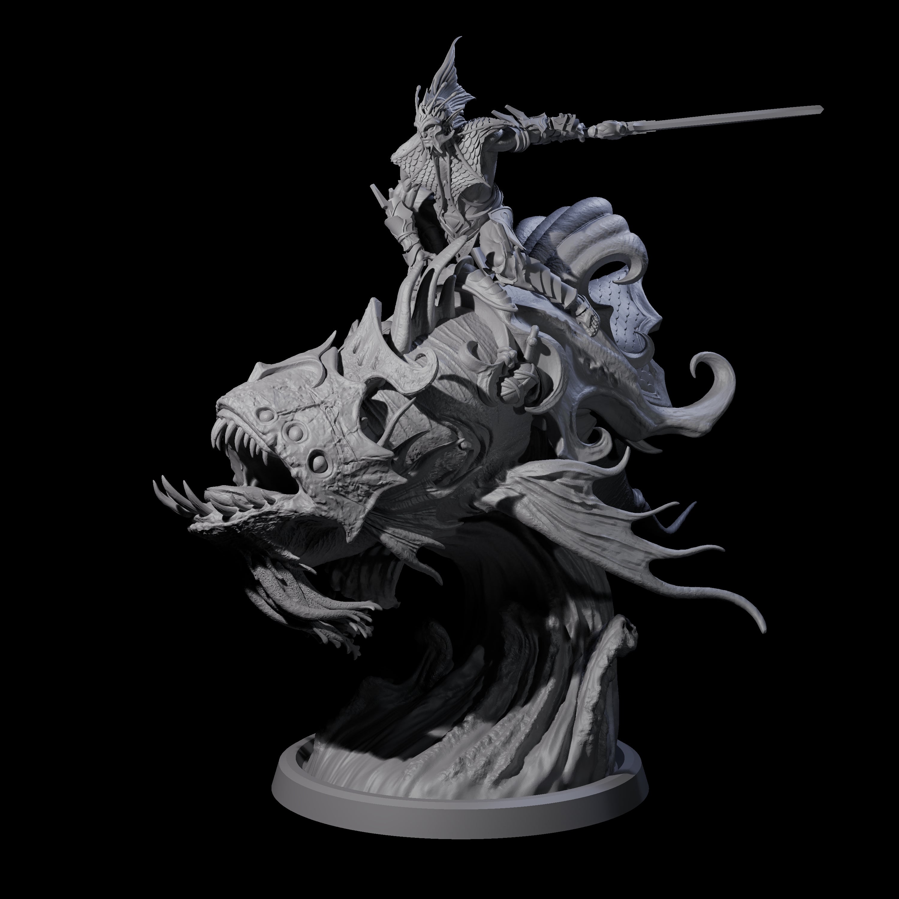 Balancing Myrmidon on Lanternfish B Miniature for Dungeons and Dragons, Pathfinder or other TTRPGs