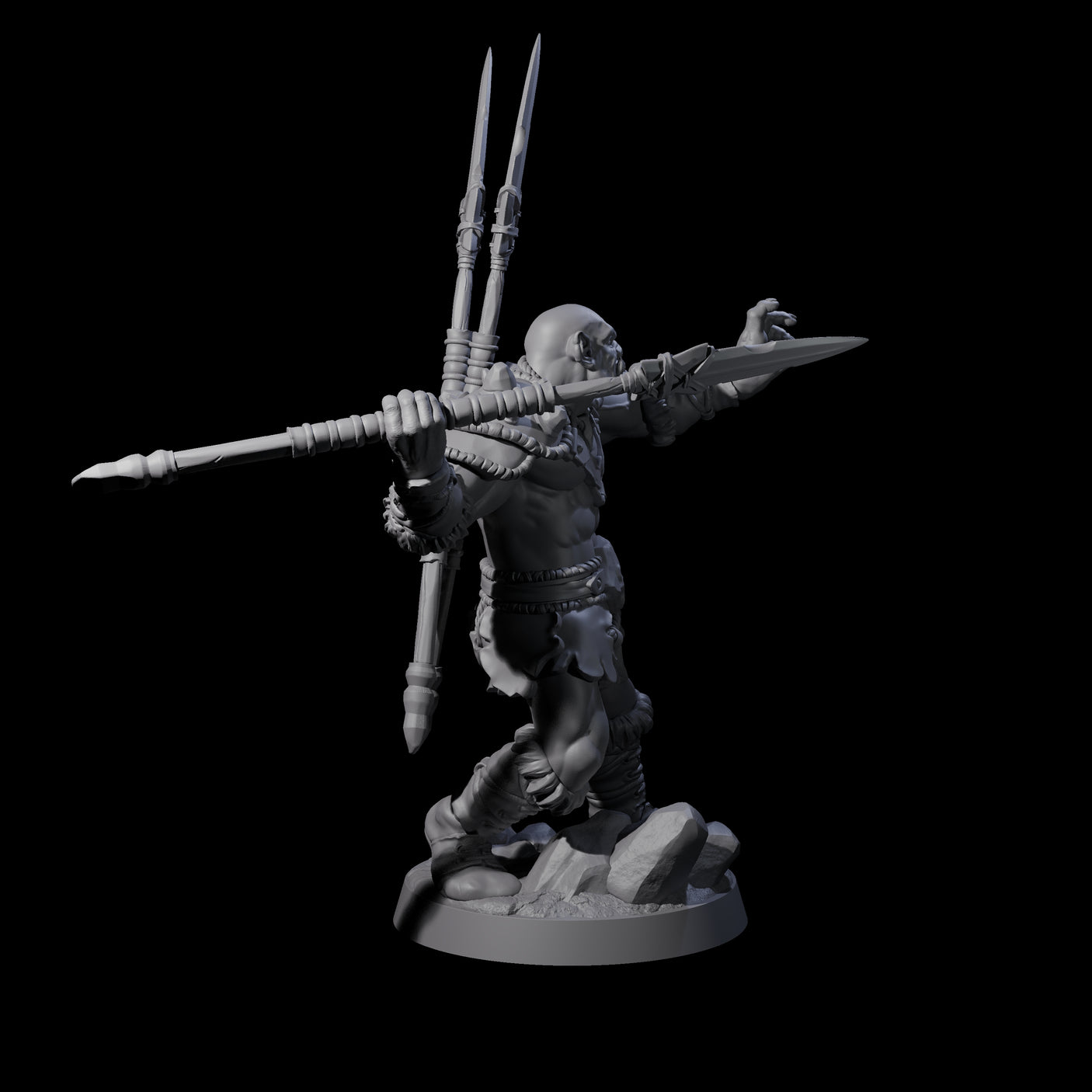 Bald Orc C Miniature for Dungeons and Dragons, Pathfinder or other TTRPGs