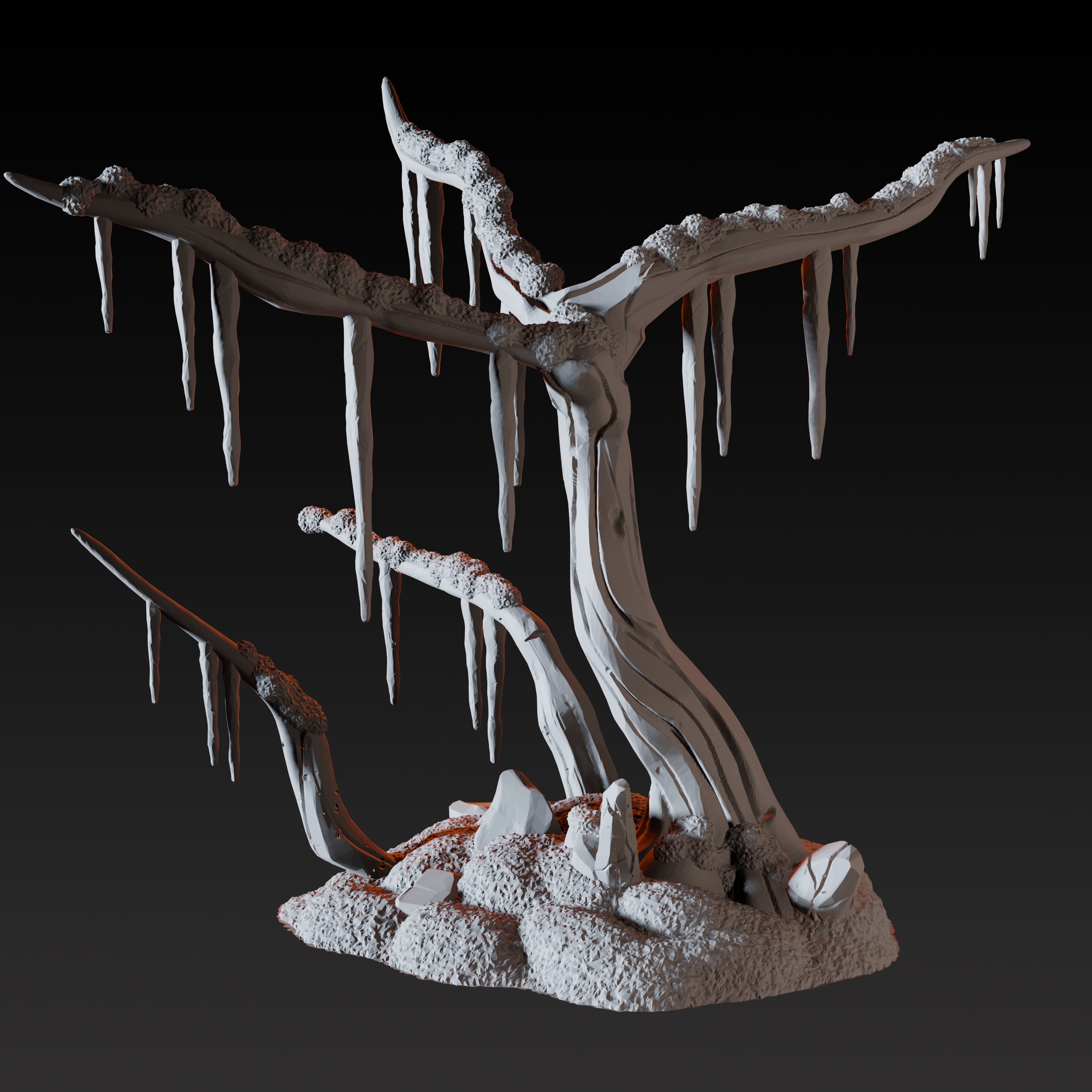 Bald Tree with Icicles - Arctic Scatter Terrain Miniature for Dungeons and Dragons - Myth Forged