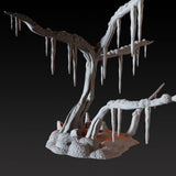 Bald Tree with Icicles Miniature for Dungeons and Dragons, Pathfinder or other TTRPGs