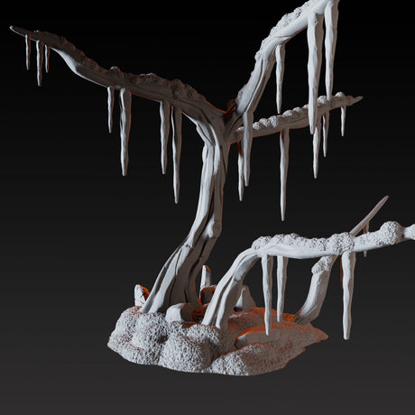 Bald Tree with Icicles Miniature for Dungeons and Dragons, Pathfinder or other TTRPGs