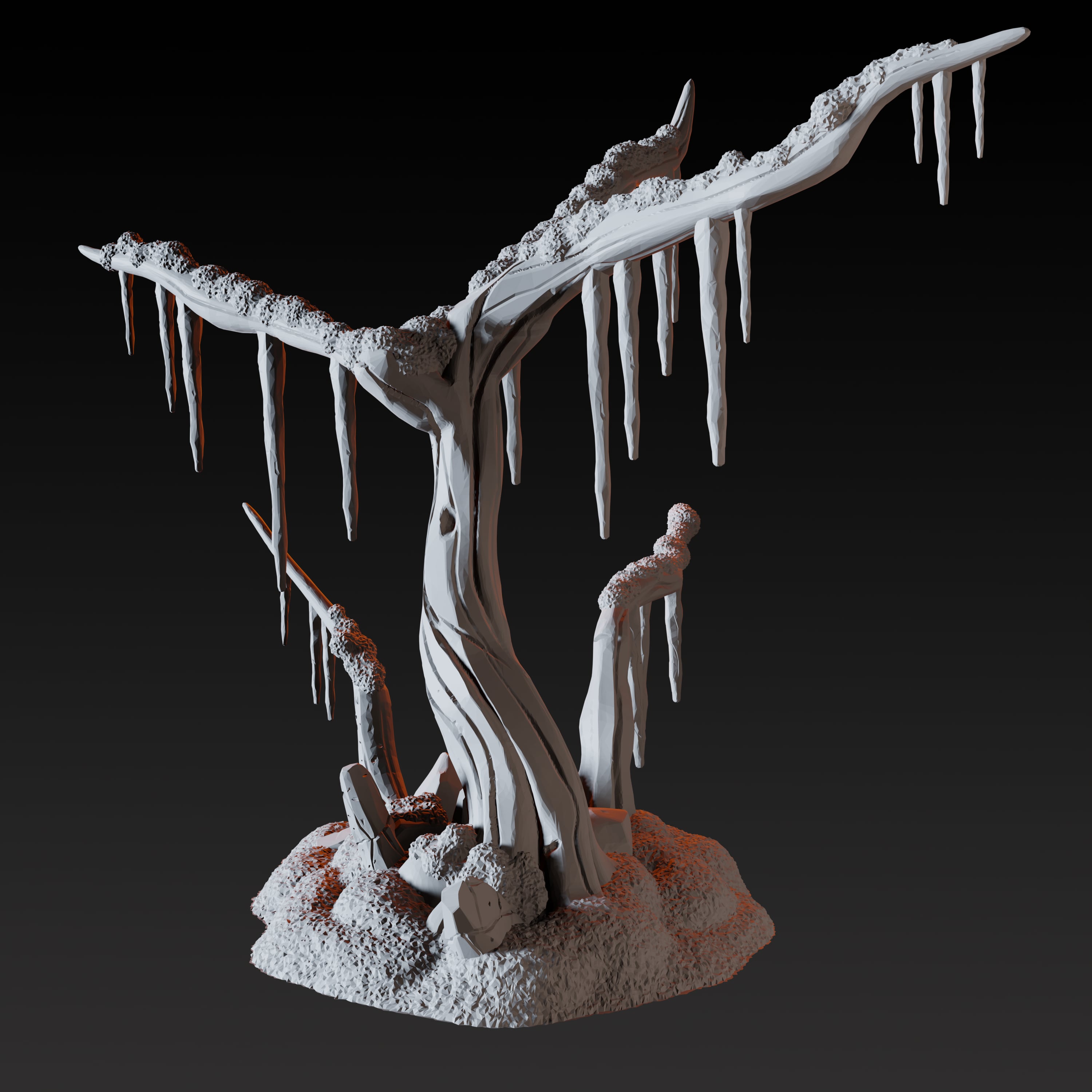 Bald Tree with Icicles - Arctic Scatter Terrain Miniature for Dungeons and Dragons - Myth Forged