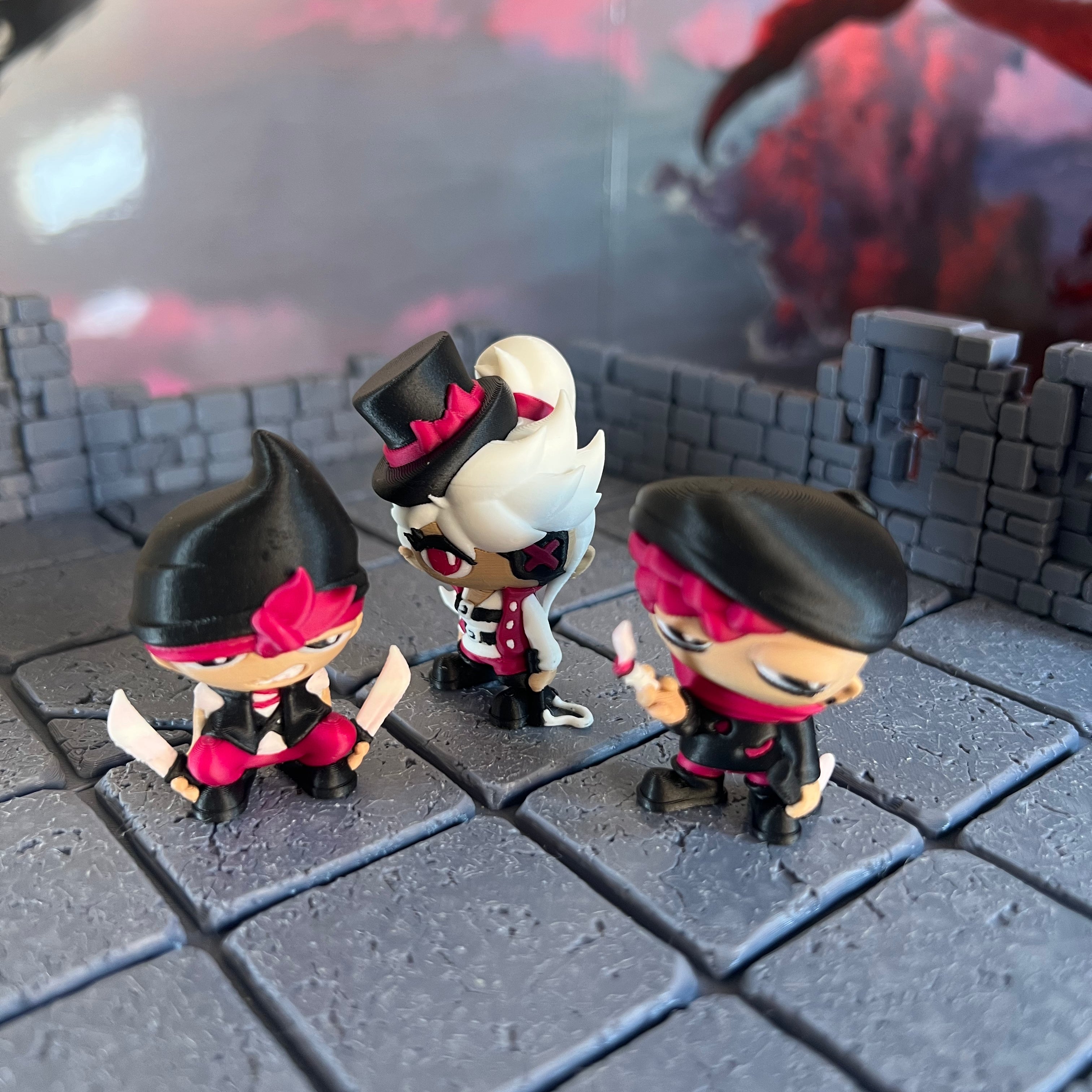 Bandit Gangsters Set of Three Multicolour Table Ready Miniature Miniature for Dungeons and Dragons, Pathfinder or other TTRPGs