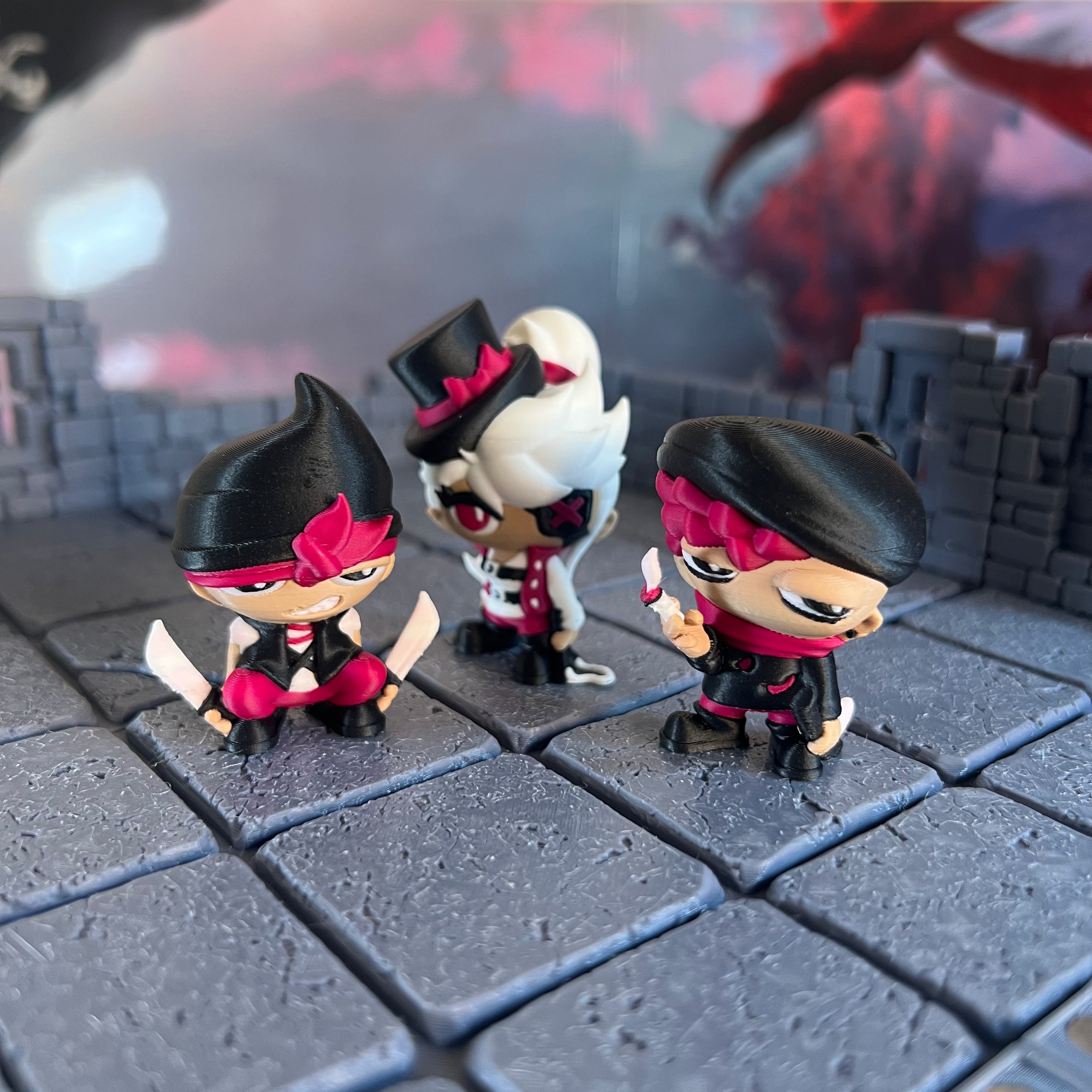 Bandit Gangsters Set of Three Multicolour Table Ready Miniature Miniature for Dungeons and Dragons, Pathfinder or other TTRPGs