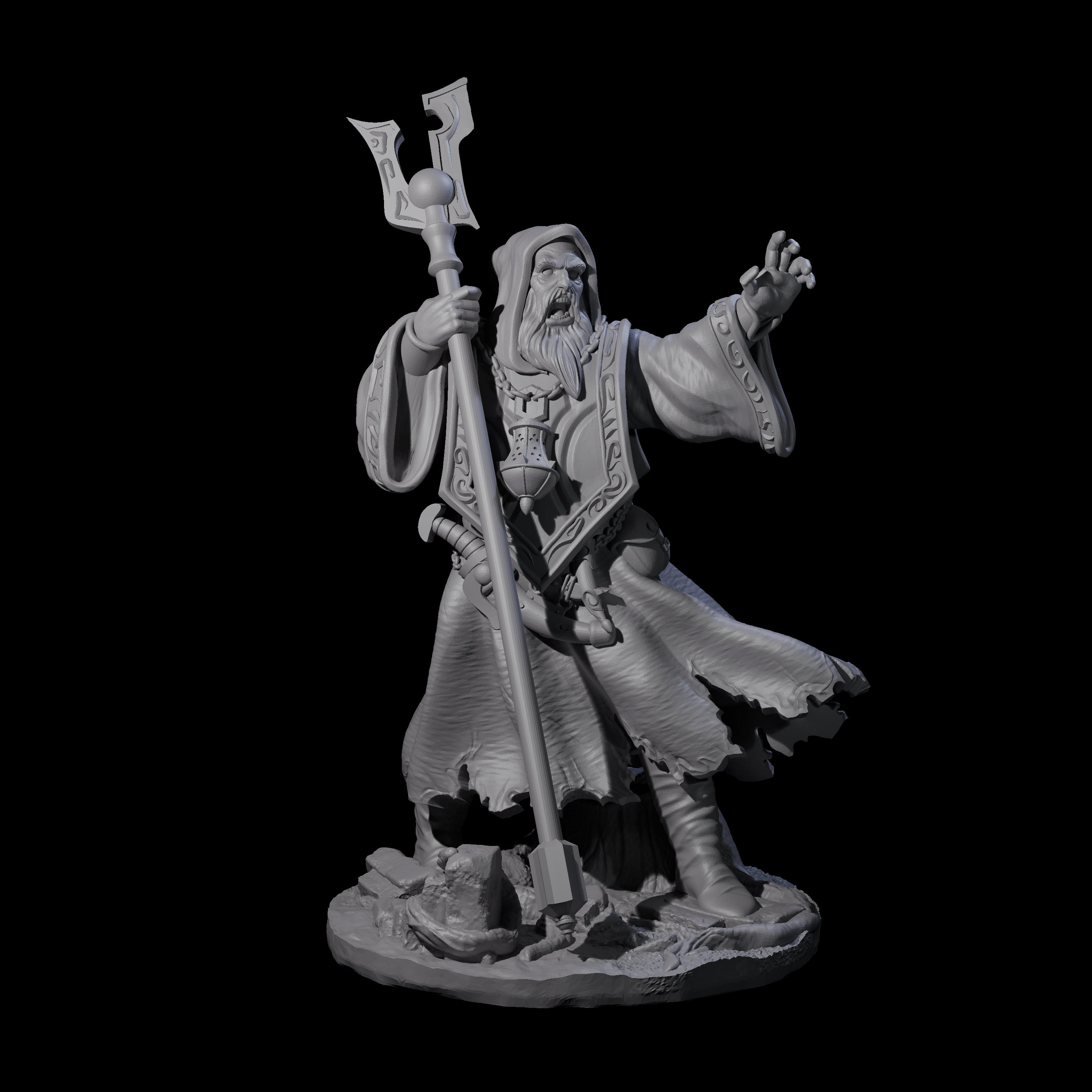 Battered Wizard Miniature for Dungeons and Dragons, Pathfinder or other TTRPGs