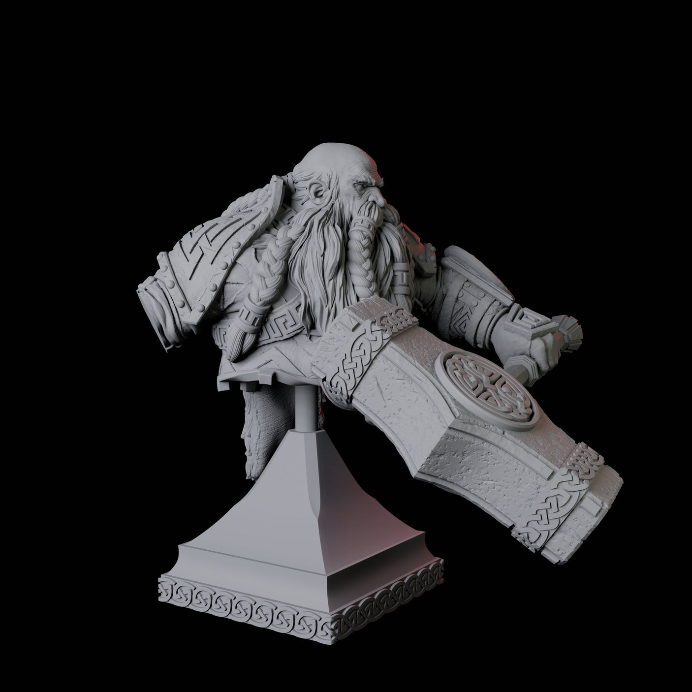 Battlehammer Dwarf Bust Miniature for Dungeons and Dragons, Pathfinder or other TTRPGs