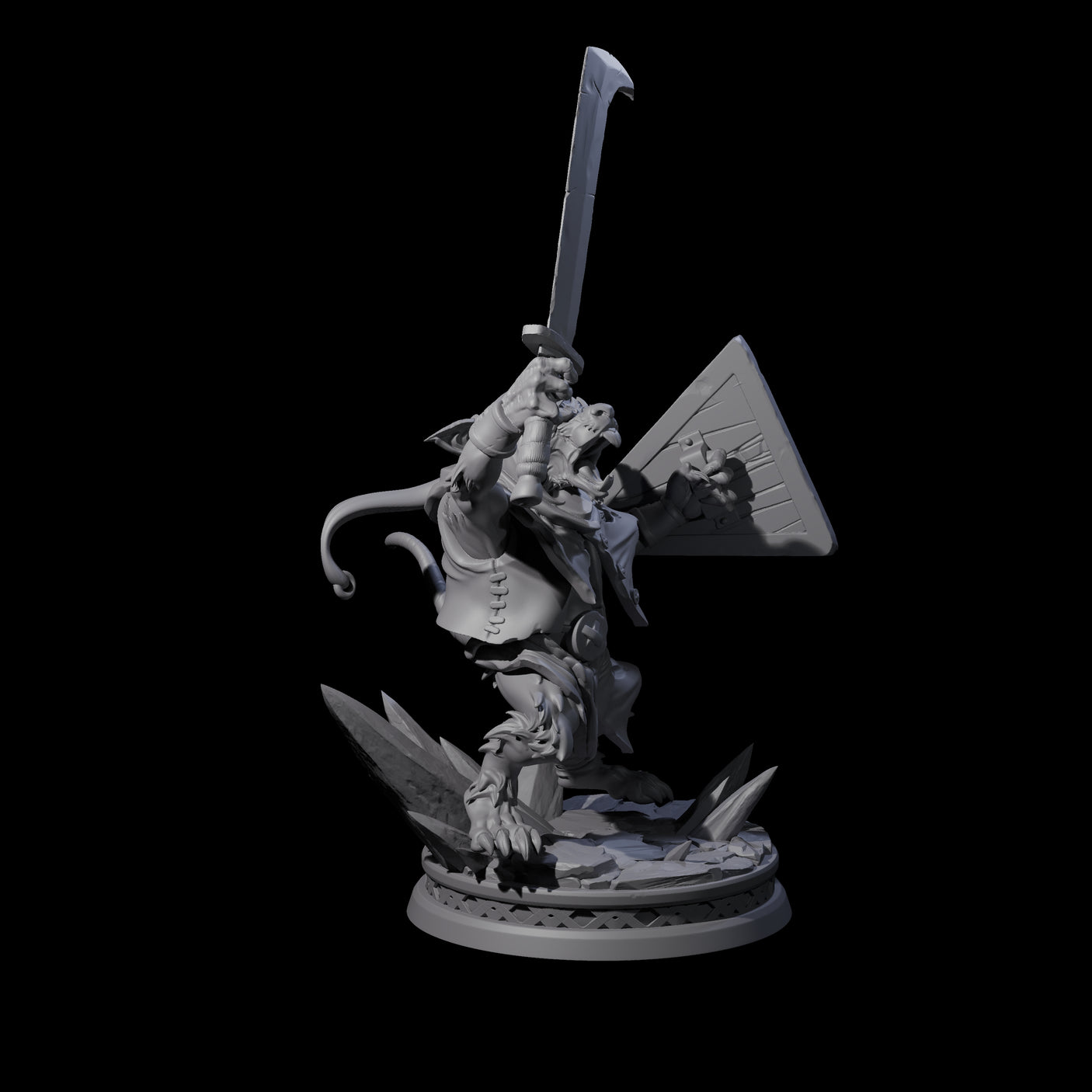 Battleraged Ratfolk Fighter Miniature for Dungeons and Dragons, Pathfinder or other TTRPGs