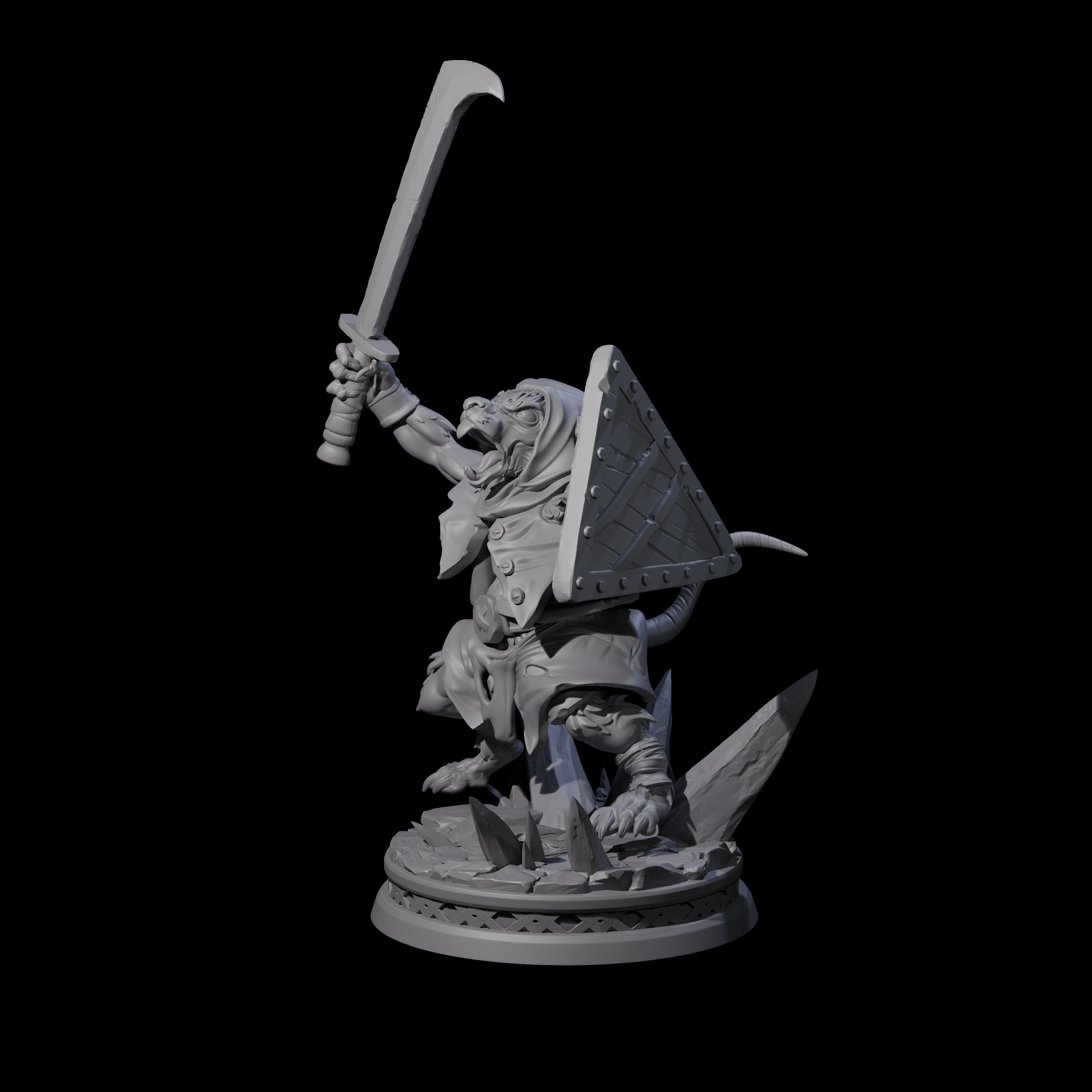 Battleraged Ratfolk Fighter Miniature for Dungeons and Dragons, Pathfinder or other TTRPGs