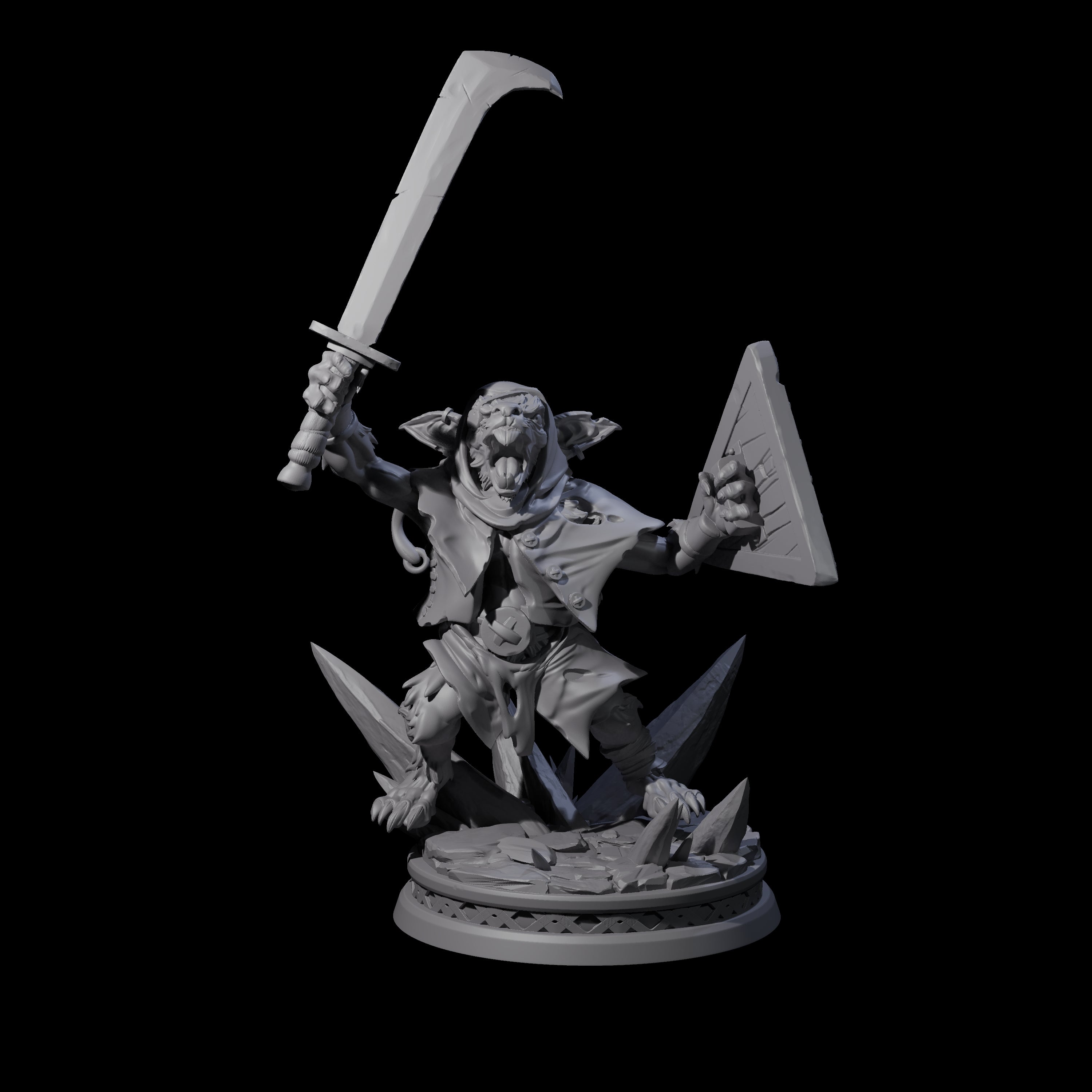 Battleraged Ratfolk Fighter Miniature for Dungeons and Dragons, Pathfinder or other TTRPGs