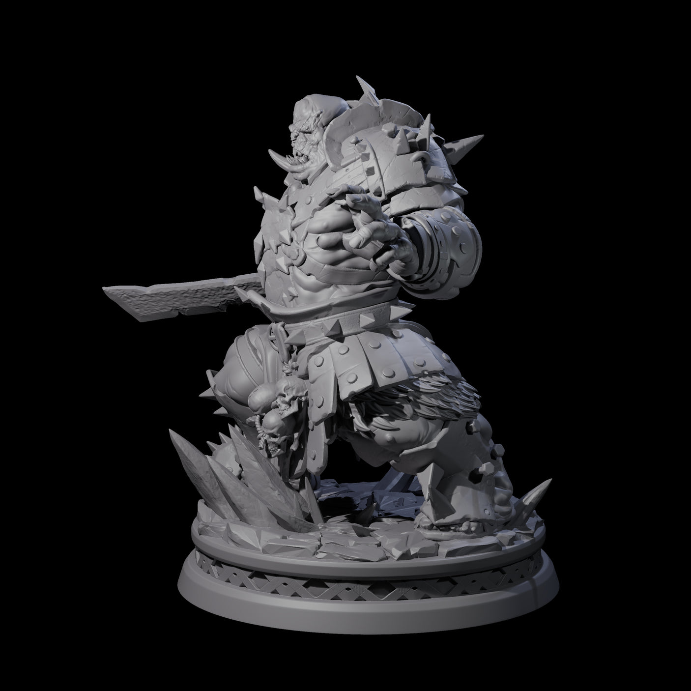 Battlescarred Ogre Captain Miniature for Dungeons and Dragons, Pathfinder or other TTRPGs