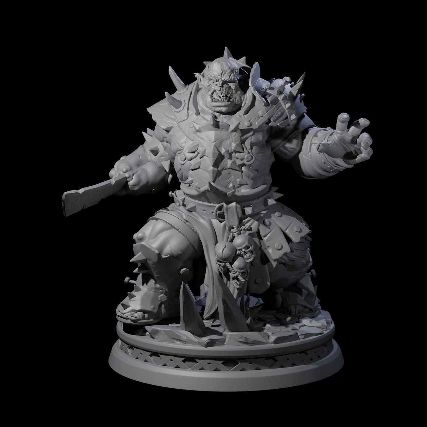 Battlescarred Ogre Captain Miniature for Dungeons and Dragons, Pathfinder or other TTRPGs