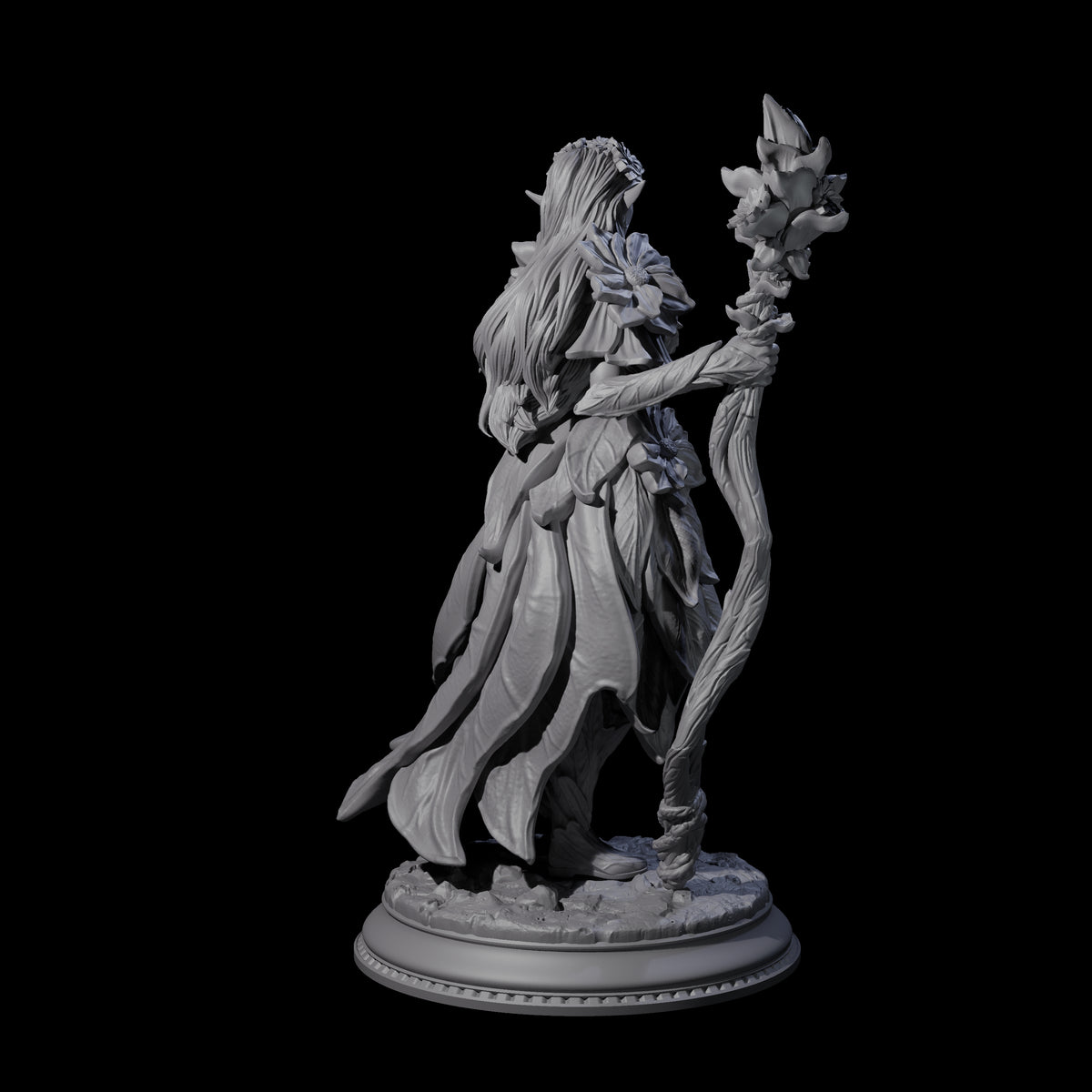 Beautiful Fae Court Magician Miniature for Dungeons and Dragons, Pathfinder or other TTRPGs