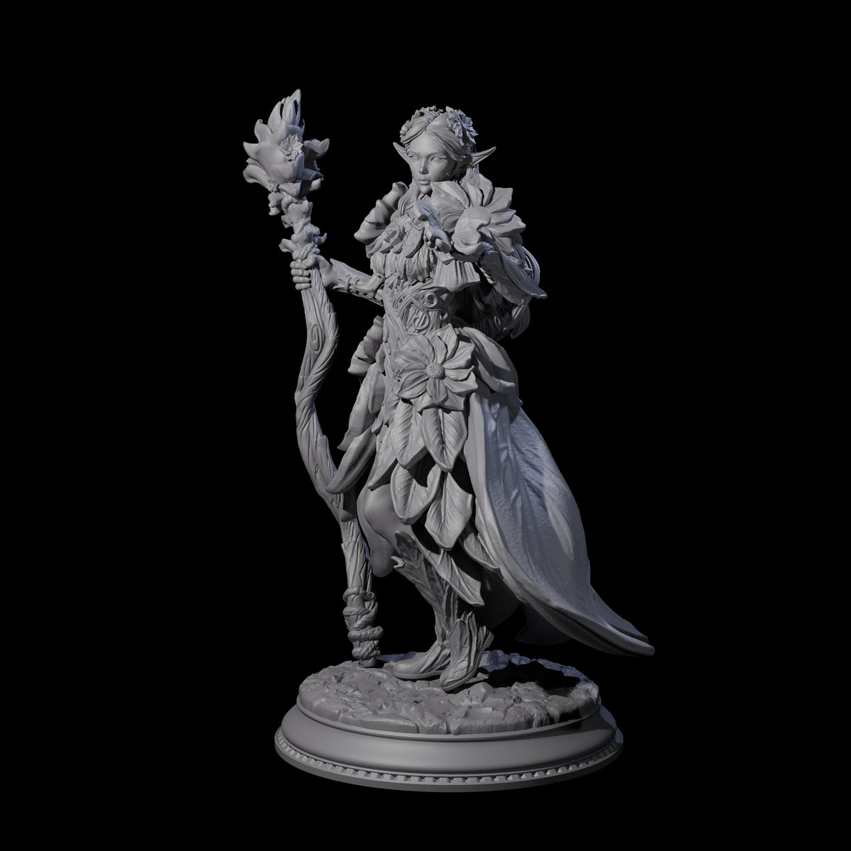 Beautiful Fae Court Magician Miniature for Dungeons and Dragons, Pathfinder or other TTRPGs