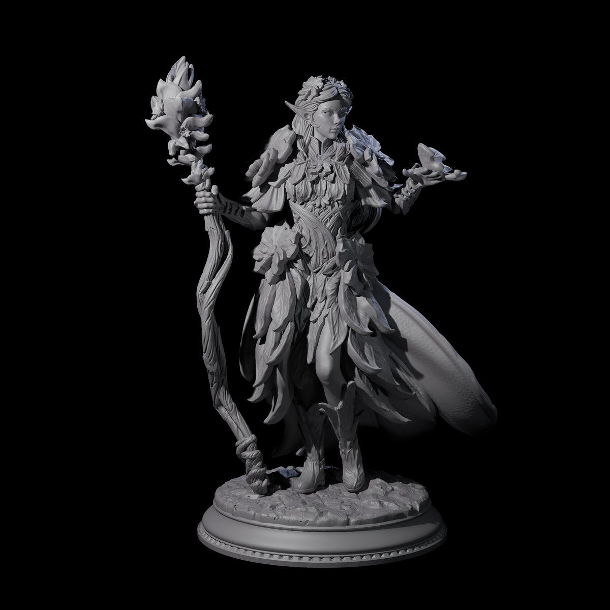 Beautiful Fae Court Magician Miniature for Dungeons and Dragons, Pathfinder or other TTRPGs