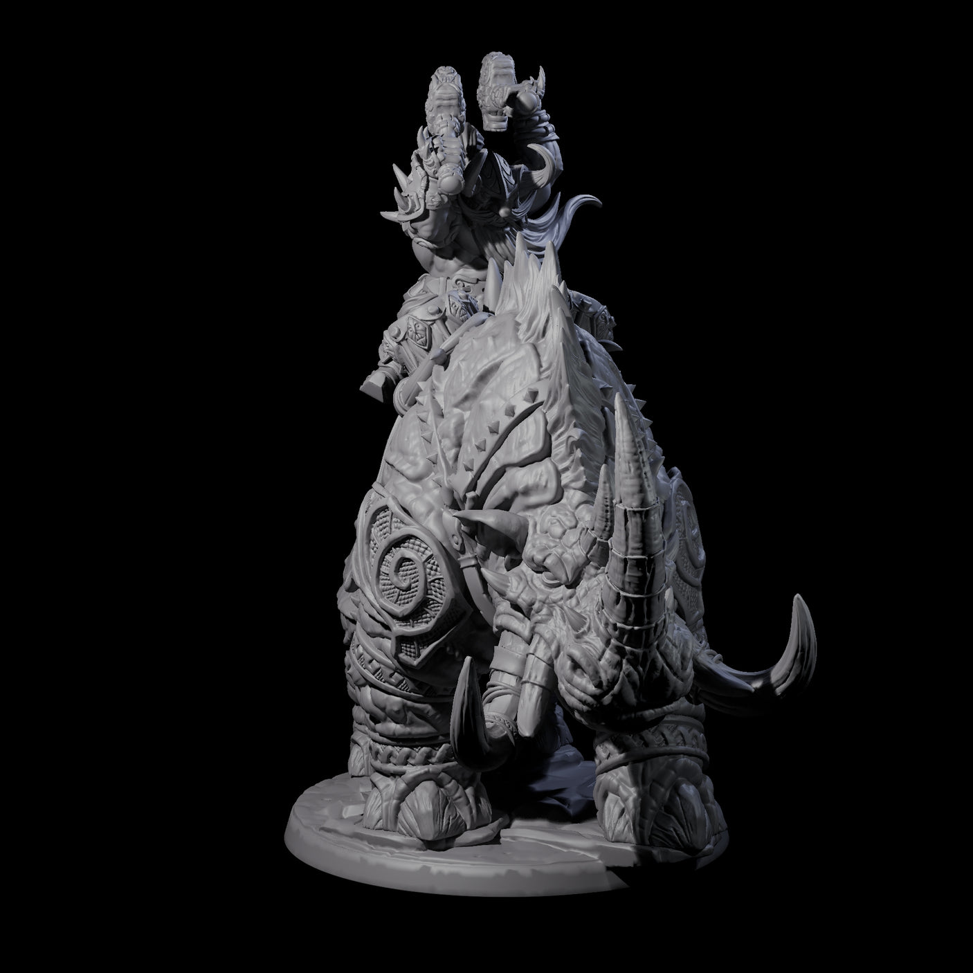 Berserker Dwarf riding Rhino A Miniature for Dungeons and Dragons, Pathfinder or other TTRPGs