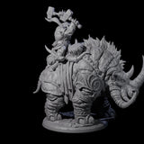 Berserker Dwarf riding Rhino A Miniature for Dungeons and Dragons, Pathfinder or other TTRPGs