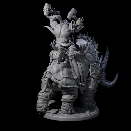 Berserker Dwarf riding Rhino A Miniature for Dungeons and Dragons, Pathfinder or other TTRPGs