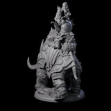 Berserker Dwarf riding Rhino A Miniature for Dungeons and Dragons, Pathfinder or other TTRPGs