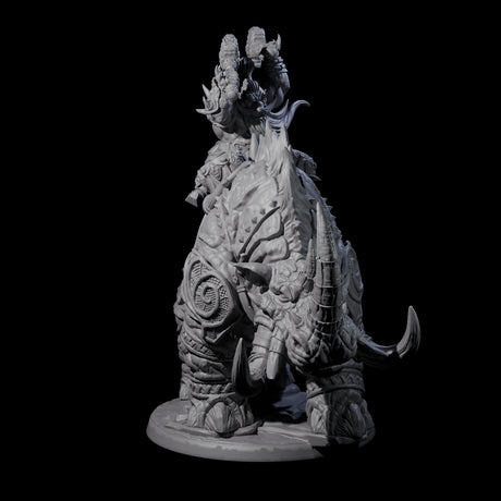 Berserker Dwarf riding Rhino A Miniature for Dungeons and Dragons, Pathfinder or other TTRPGs
