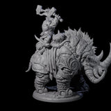 Berserker Dwarf riding Rhino A Miniature for Dungeons and Dragons, Pathfinder or other TTRPGs