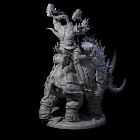 Berserker Dwarf riding Rhino A Miniature for Dungeons and Dragons, Pathfinder or other TTRPGs