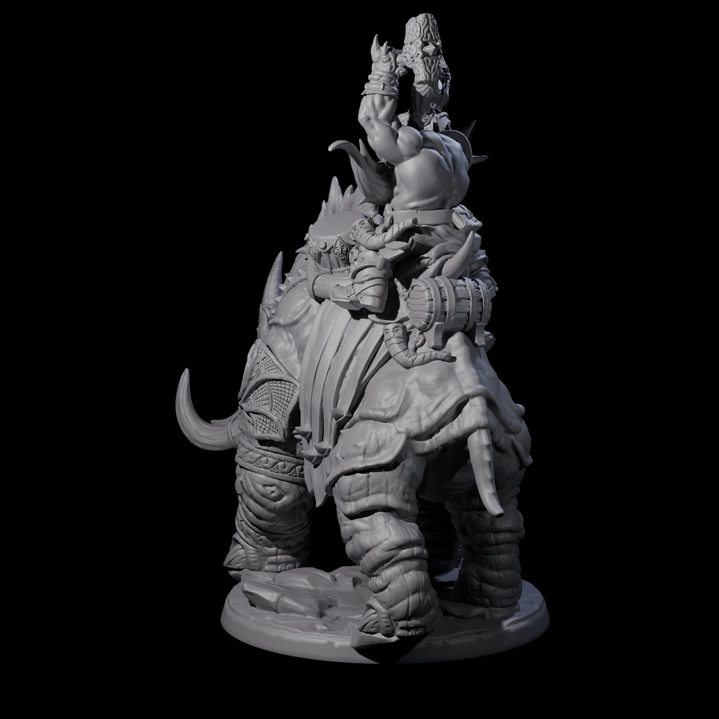 Berserker Dwarf riding Rhino A Miniature for Dungeons and Dragons, Pathfinder or other TTRPGs