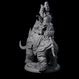 Berserker Dwarf riding Rhino A Miniature for Dungeons and Dragons, Pathfinder or other TTRPGs