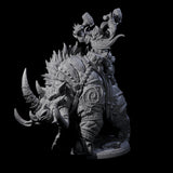 Berserker Dwarf riding Rhino A Miniature for Dungeons and Dragons, Pathfinder or other TTRPGs