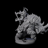 Berserker Dwarf riding Rhino B Miniature for Dungeons and Dragons, Pathfinder or other TTRPGs