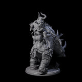 Berserker Dwarf riding Rhino B Miniature for Dungeons and Dragons, Pathfinder or other TTRPGs